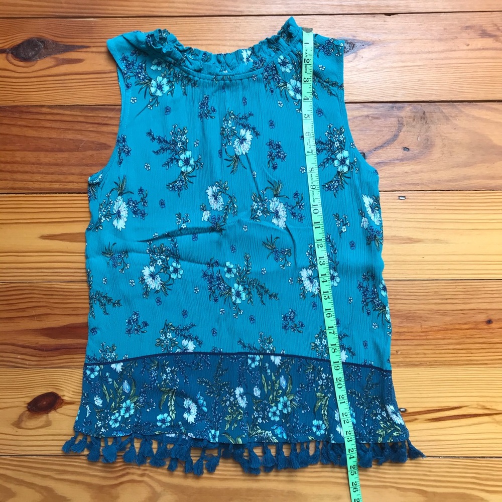 John Paul Richard Teal Blue Tassel Tank Top, EUC, S/M - Picture 9 of 13